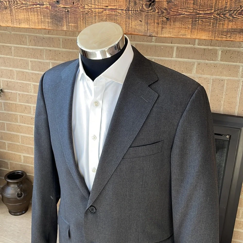 Canali mens 42R Dark Gray Solid 100% Wool 2-button Suit Jacket Sport Coat - Picture 2 of 7